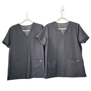 Figs Casma Three-Pocket Short Sleeve Gray Bundle Scrub Size‎ Medium